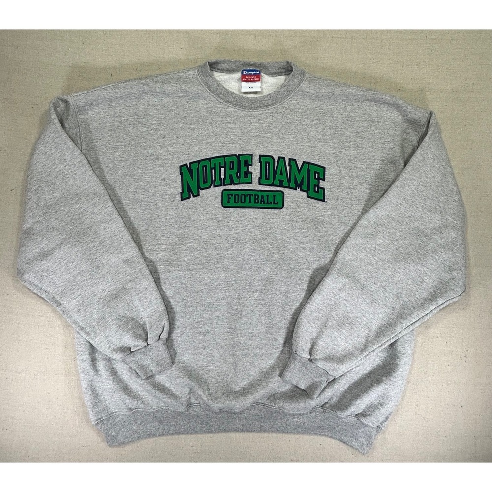 Vintage Champion NOTRE DAME FOOTBALL Men's XXL Sweatshirt Embroidered Crewneck